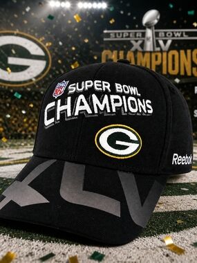 Green Bay Packers Super Bowl XLV Champions Reebok Fitted Hat 7 5/8 NFL Cap